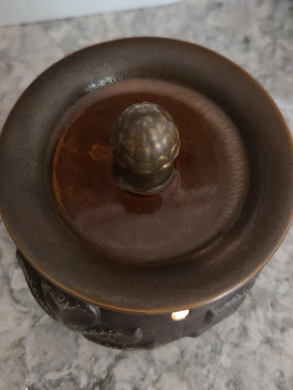 Ceramic Electric Light Wax Warmer Leaf Brown Tuscany Scented Switch On Cord